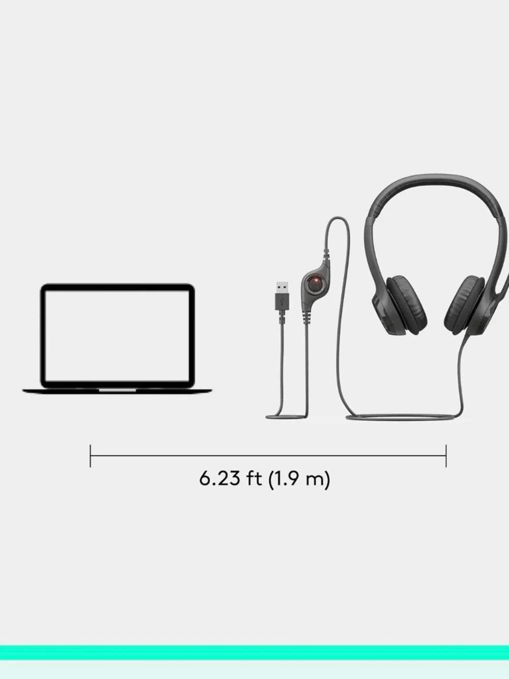 Logitech H390 Wired Headset for PC Laptop,Stereo Headphones With NoiseCancelling